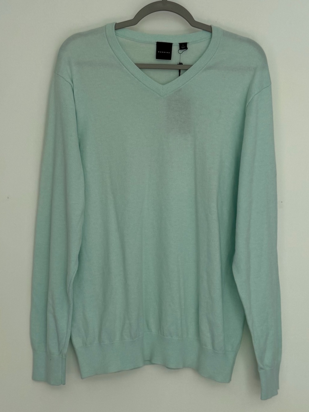 NWT Dunning Golf Mint Green Cotton Silk Cashmere V-Neck Lightweight Sweater Mens